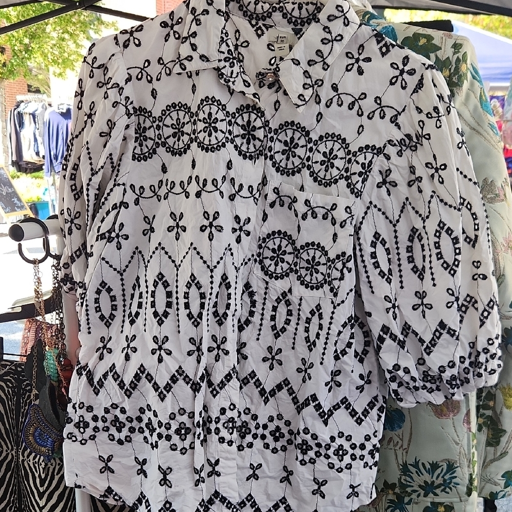 Black and White Patterned Blouse
